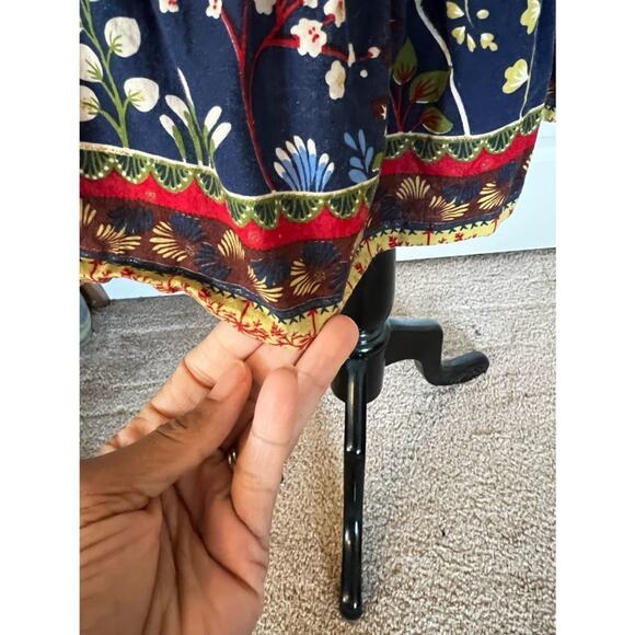 Boho Floral Cotton Wrap Dress – Blue Bird Print – Size Large by Solaris - Picture 5 of 14